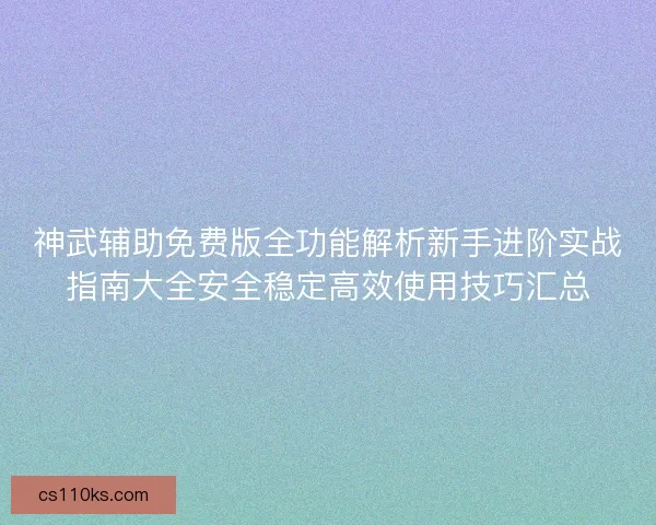 神武辅助免费版全功能解析新手进阶实战指南大全安全稳定高效使用技巧汇总