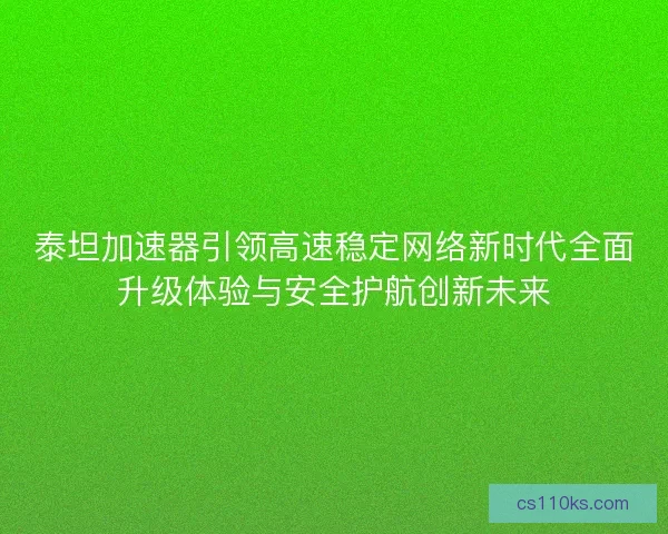 泰坦加速器引领高速稳定网络新时代全面升级体验与安全护航创新未来